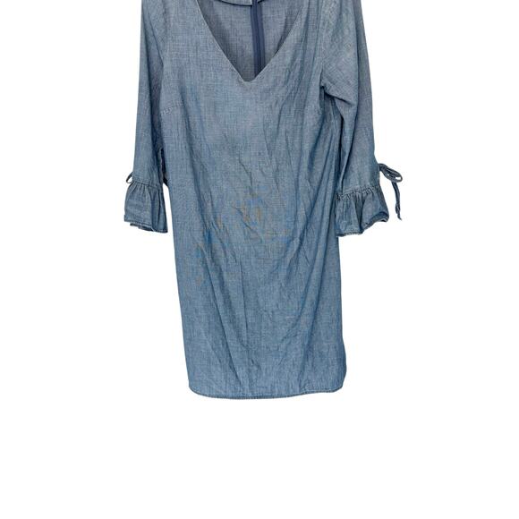 J.Crew Dress Blue Basic Lightweight V-Neck Chambray Ruffle Tie Sleeve Size 6 - Picture 5 of 12